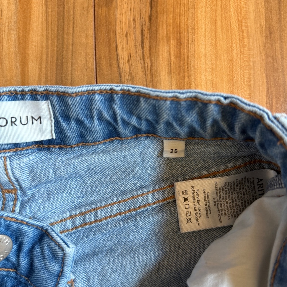 Aritizia Denim Forum Light Blue High-Rise Straight Jeans - Picture 4 of 8